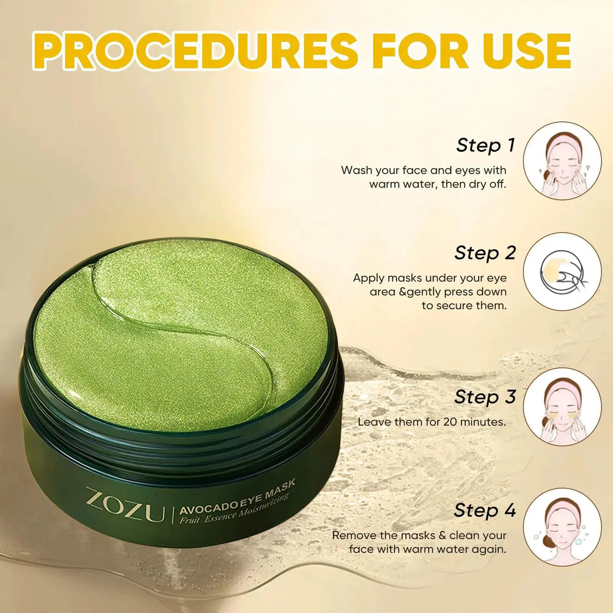 【Deals for You Days】Avocado Moisturizing Eye Bagmask,60Pcs/Set under Eye Mask, Eye Care Product for Dark Eye Bags, Skin Care Gift Moisturizer Hydrating Comfort Hydrate Moisture Hydrate Hydrate,Travel Essentials